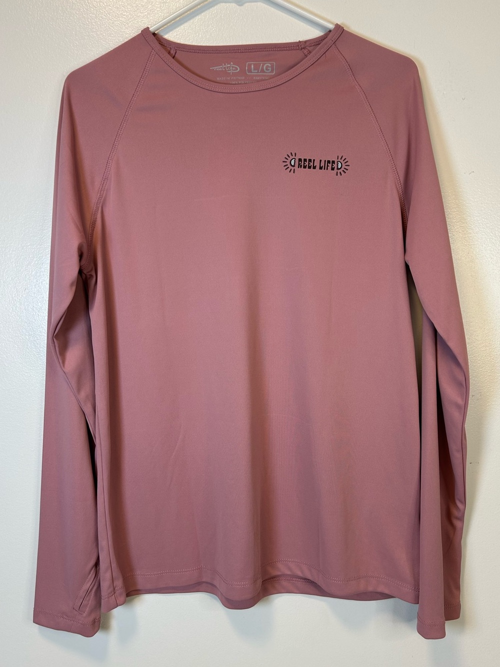 Reel Life Long Sleeve UV Crew Neck T-Shirt Dusty Rose Women’s Large